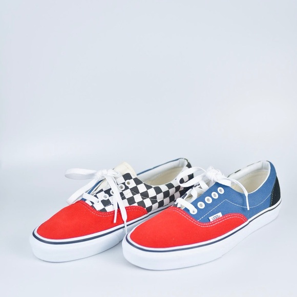 Vans Era Red Navy Blue Black White Checker Mix and Match New 8.5 MEN 10WOMEN - Picture 4 of 6